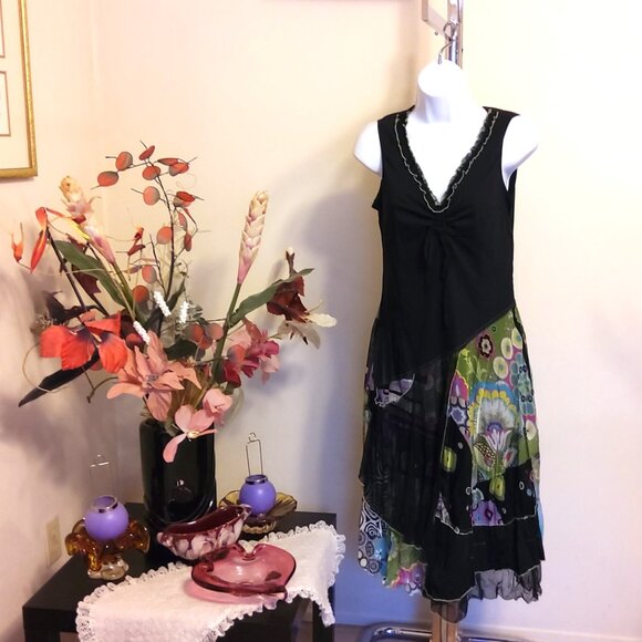 NWT DOLCEZZA Women's Unique Designed Quality Black Summer Maxi Dress Size S 6 - Picture 5 of 9